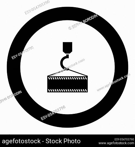 Crane hook black icon in circle vector illustration isolated