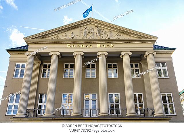 Danske Bank HQ headquarter in Copenhagen, Denmark, Kongens Nytorv, - Danish Bank scandal whitewashing Russian money in its branch in Latvia