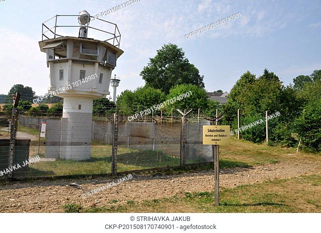 The former GDR panoramic vision watch tower, a part of border wall at the former Inner-German border between East and West Germany in Moedlareuth