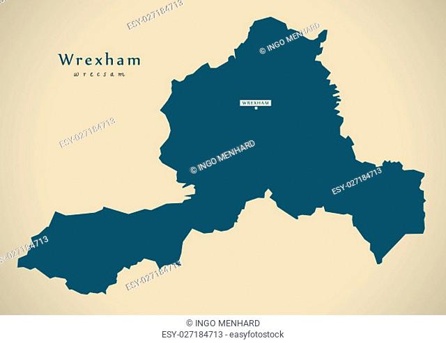 Modern Map - Wrexham Wales UK illustration