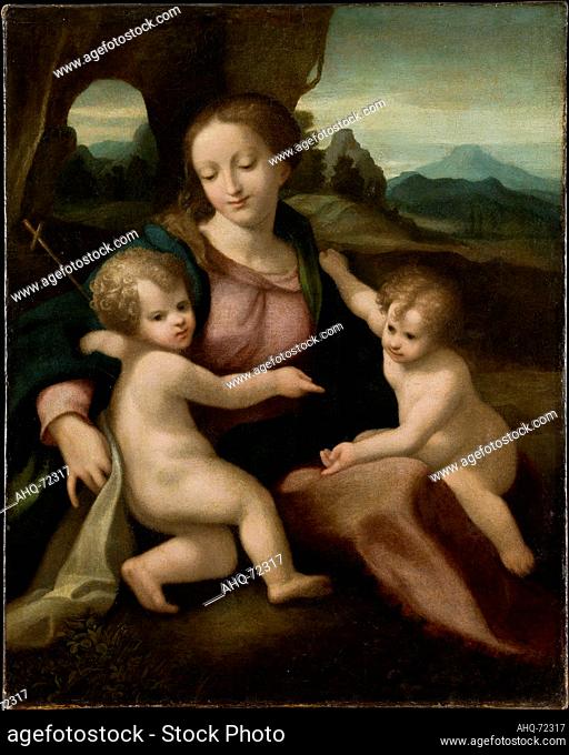 Künstler: Correggio, 1489-1534 Titel: Madonna mit Kind und Johannesknaben, ca. 1522 - 1523 Technik: Öl auf Leinwand Maße: 90, 5 x 72