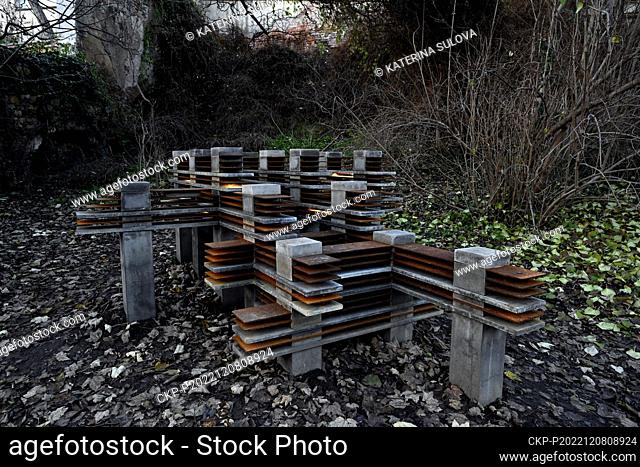 A set of sculptural installations by Kristof Kintera has been unveiled in the park in Klarov in central Prague on November (on December 8, 2022, photo)