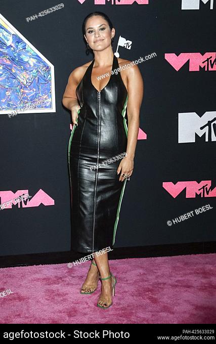 Donna Farizan arrives on the pink carpet of the 2023 MTV Video Music Awards, VMAs, at Prudential Center in Newark, New Jersey, USA, on 12 September 2023