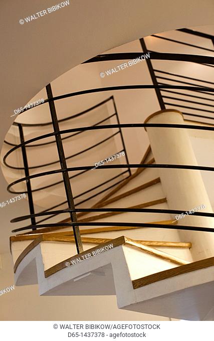 France, Paris, Montparnasse, detail of staircase at the Fondation Cartier-Bresson, photography museum