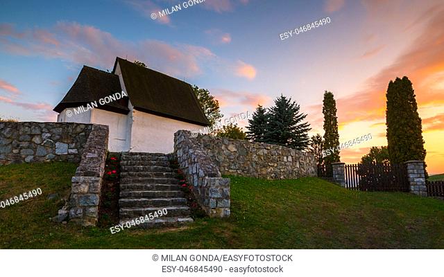 Rural Gothic church in a village of Turcianske Jaseno in Turiec region, central Slovakia.