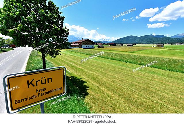 A town sign seen on a road in Kruen, Germany, 04 June 2015. German Chancellor Angela Merkel and US President Obama arrive for a visit to Kruen On 07 June 2015