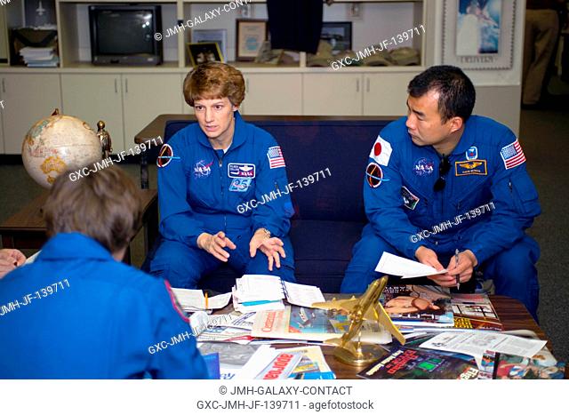 The STS-114 crewmembers prepare for a flight to Kennedy Space Center (KSC) from Ellington Field near Johnson Space Center (JSC)