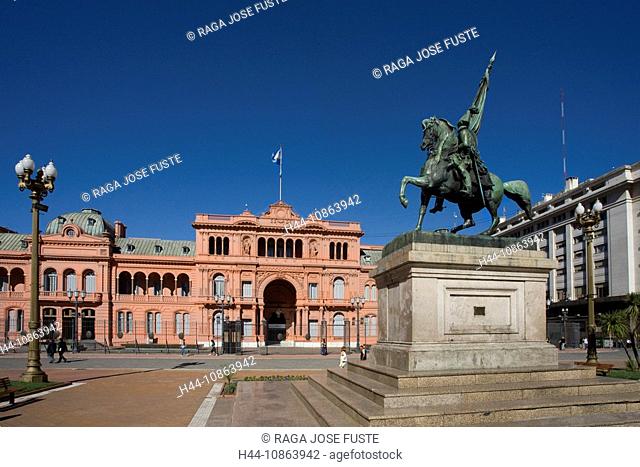 Argentina, Südamerika, Amerika, March 2008, Buenos Aires, city, Plaza de Mayo, pink house, Casa Rosada, building, square, Presidential Palace