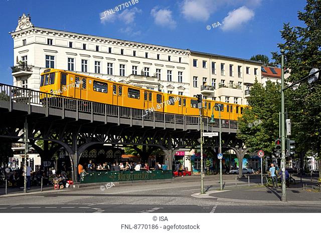 Elevated train on Oberbaumbruecke, Schlesisiches Tor, Berlin, Germany, Europe