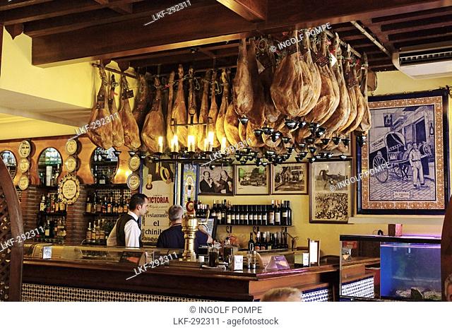Inside the restaurant El Chinitas, Malaga, Andalusia, Spain