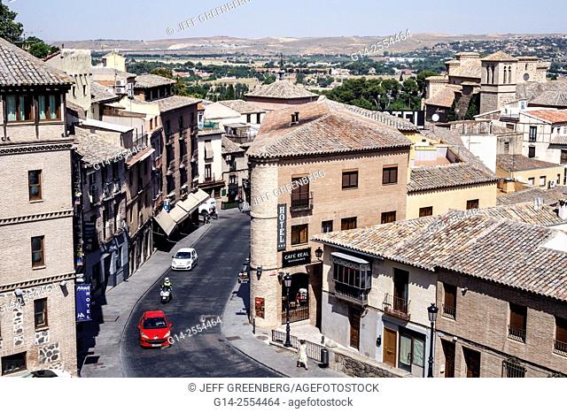 Spain, Europe, Spanish, Hispanic, Toledo, World Heritage Site, historic, rooftops, view, skyine, Calle Real del Arrabal, traffic