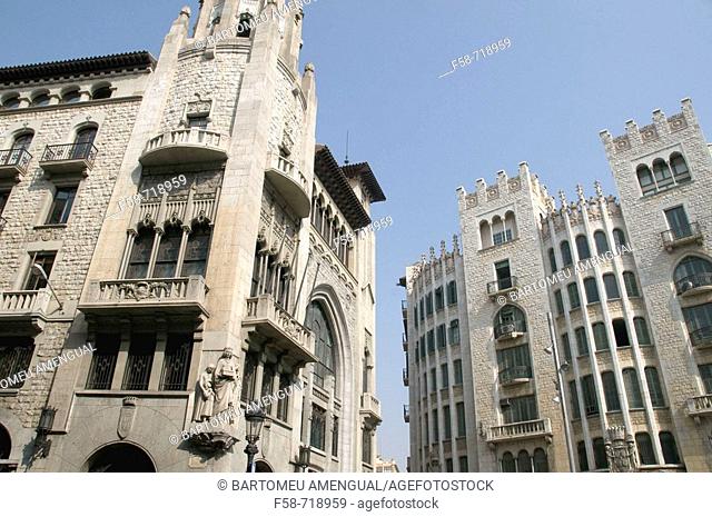 Buildings in Via Laietana, Barcelona. Catalonia, Spain
