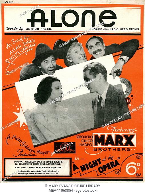 Music cover, Alone, words by Arthur Freed, music by Nacio Herb Brown, as sung by Allan Jones and Kitty Carlisle in the MGM film A Night at the Opera