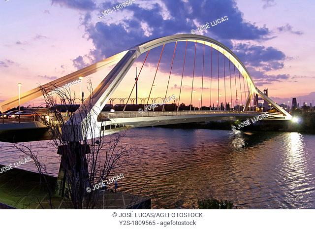 Barqueta bridge and Guadalquivir river, Seville, Spain