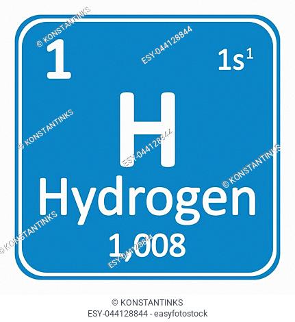 Periodic table element hydrogen icon on white background. Vector illustration