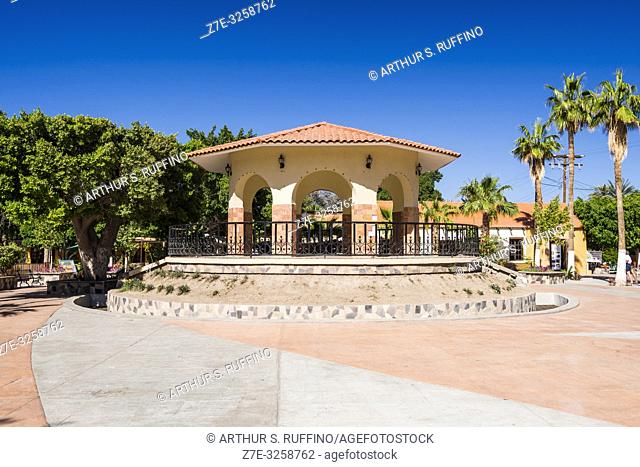 Gazebo in Plaza Juárez. Downtown, historic center. Loreto. UNESCO World Heritage Site. Baja California Sur, Mexico