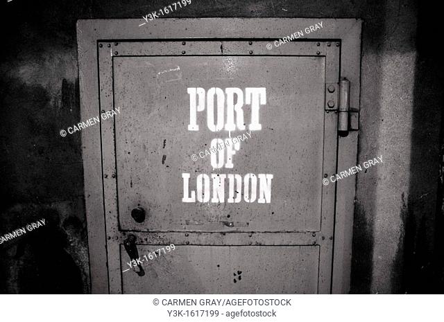 Door with ¨Port of London¨ written on it, London, England, UK