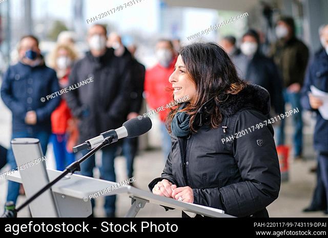 17 January 2022, Lower Saxony, Wolfsburg: Daniela Cavallo, Chairwoman of Volkswagen's Works Council, speaks during a press conference on 60 years of Italian...