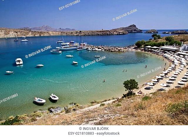 Beautiful view of Lindos harbour