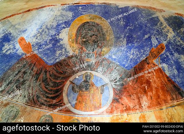 30 June 2020, Albania, Himarë: The interior of the Greek Orthodox Episcopal Church, St. Sergius and St. Bacchus in the old town of Himara