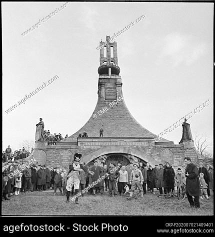 ***DECEMBER 2, 1966 FILE PHOTO***Norbert Brassinne in costume of NapoleonÂ's Imperial Guard, Pilgrim of Peace of Belgium visited Slavkov prior to the 161st...