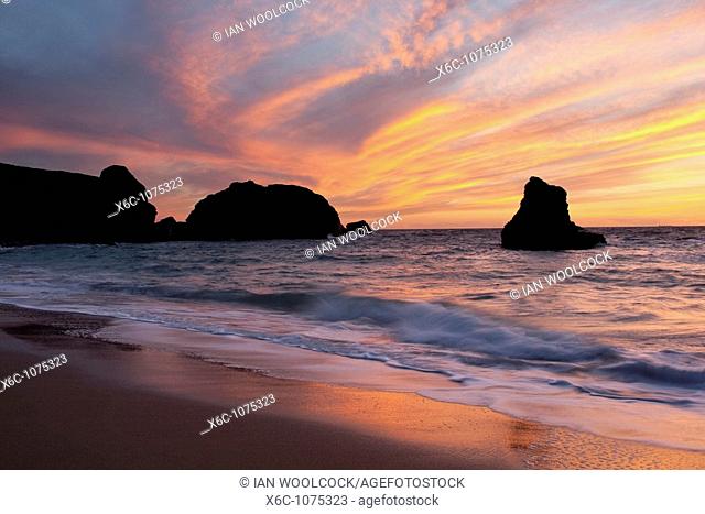 Vibrant Sunset at Porthcothan Bay Cornwall England