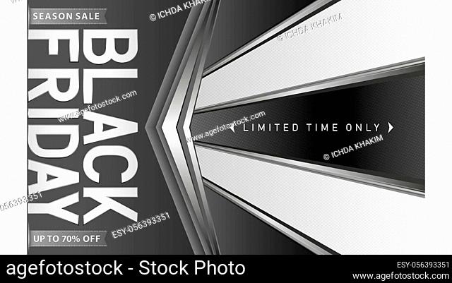 Black Friday background with arrows, Label Season Sale on abstract monochrome background with arrows silver color. Black Friday signs for advertising