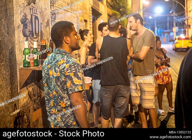 Authentic Party with the locals in the Streets and bars of Santa Teresa, Rio de Janeiro, Brazil at a warm summernight. Shot with Leica M10