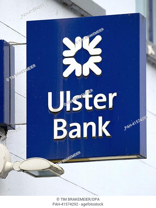A sign with the lettering Ulster Bank is pictured in Enniskillen, Northern Ireland, Great Britain, 16 June 2013. Photo: Tim Brakemeier | usage worldwide
