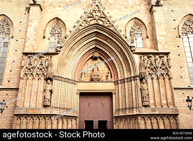 Basílica de Santa Maria del Mar, El Born, Barcelona, Catalonia, Spain. Basílica de Santa Maria del Mar is a Gothic church located in El Born, Barcelona, Spain