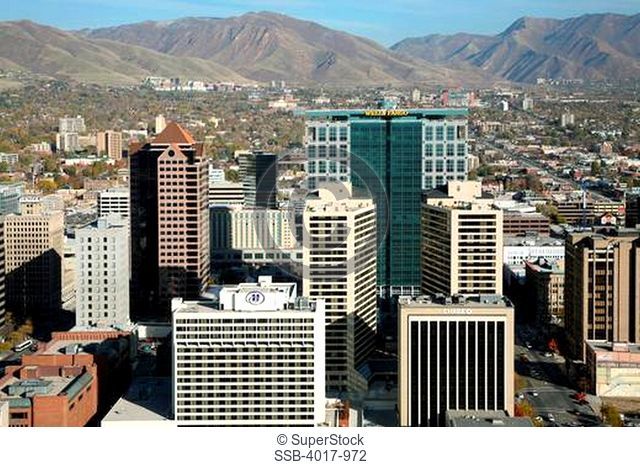 Aerial of Salt Lake City Skyline