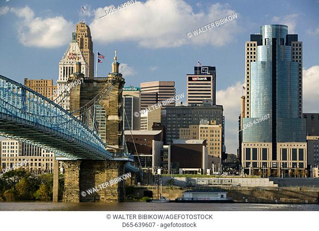 City Skyline along the Ohio River / Late Afternoon. Cincinnati. Ohio. USA
