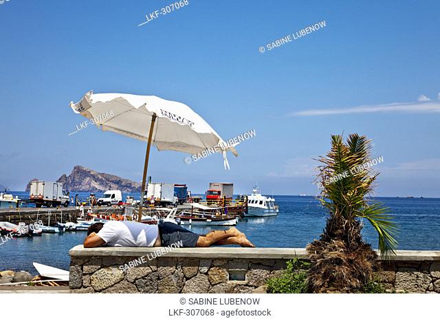 Sleeping man, Panarea Island, Aeolian islands, Sicily, Italy