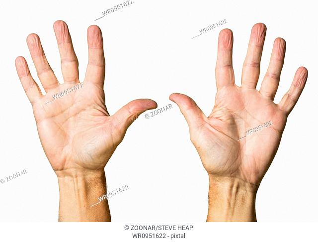 Pair of senior caucasian hands