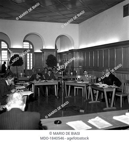Citizens of Trento and South Tyrol attending a meeting at a polling station during the regional election in Trentino-Alto Adige/Sudtirol