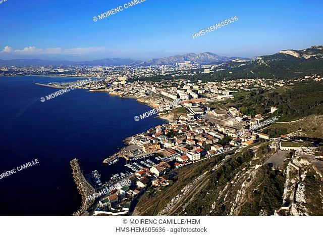 France, Bouches du Rhone, Marseille, 8th district, Montredon, wearing Madrague aerial view
