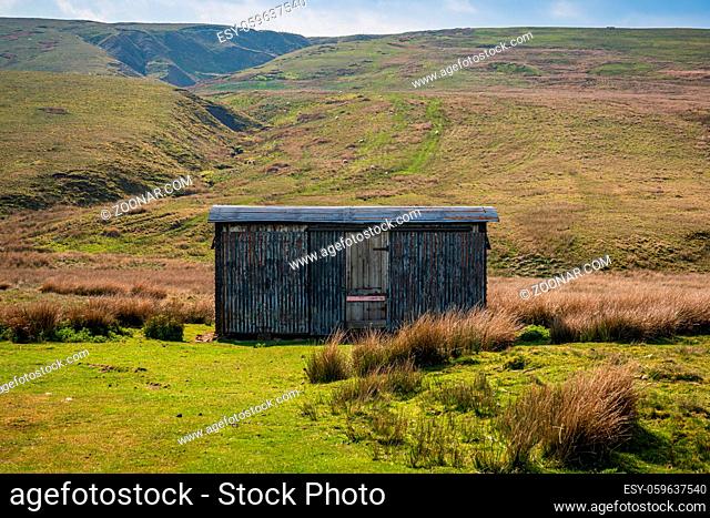 A derelict site trailer near West Stonesdale, North Yorkshire, England, UK