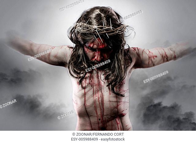 representation of jesus christ on the cross on Cloud Background