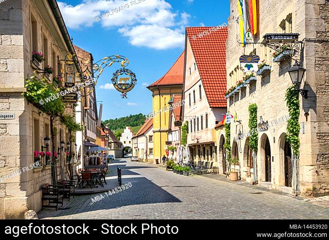 The historic old town of Sommerhausen in Lower Franconia on the Main River with picturesque buildings within the town wall