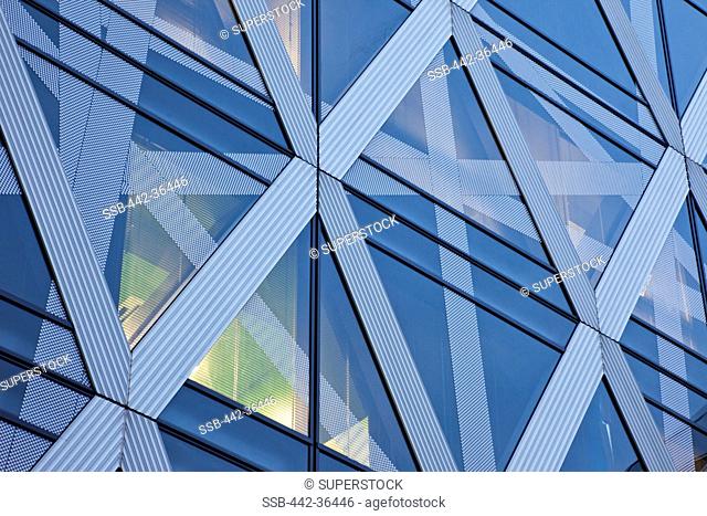 Architectural detail of a building, Mode Gakuen Cocoon Tower, Shinjuku Ward, Tokyo, Japan