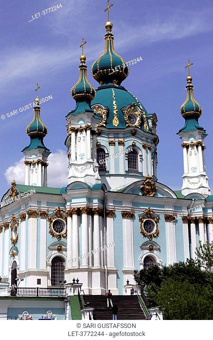 St. Andrew Church, a wonderful examlpe of 17th century Baroque architecture, in Kiev, Ukraine. Church was designed by the famous Italian architect Bartolomeo...