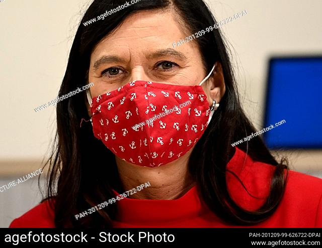 09 December 2020, Berlin: Sandra Scheeres (SPD), Senator for Education in Berlin, speaks at an online press conference on the occasion of the handover of 67...