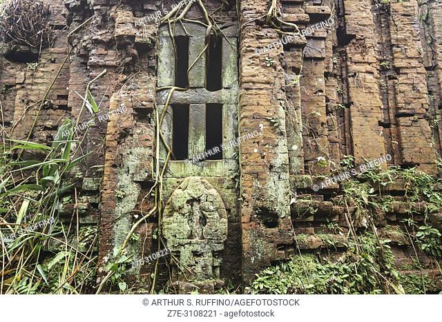 Window architectural detail. My Son Sanctuary, archaeological site, UNESCO World Heritage Site, Quang Nam Province, Da Nang, Vietnam, Southeast Asia