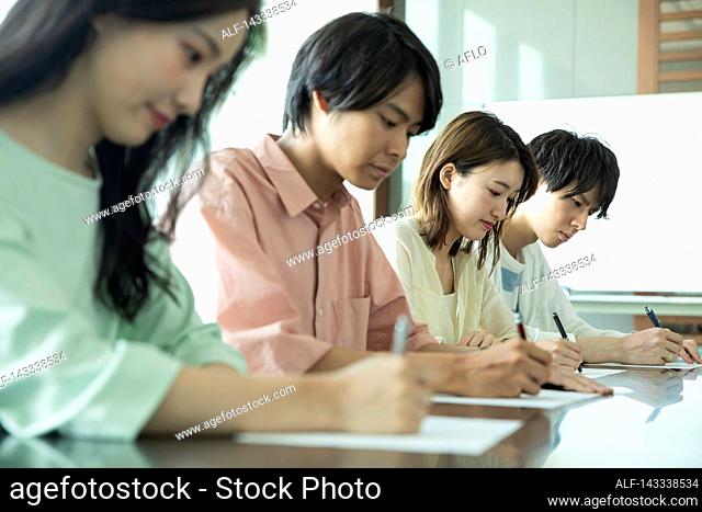 Japanese university students in the classroom
