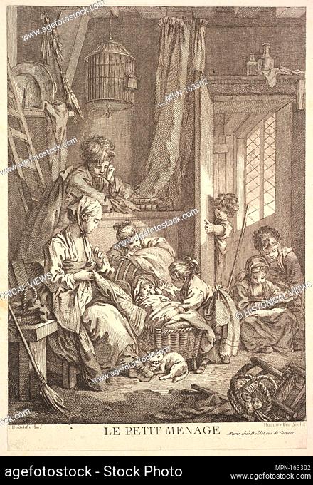 The Small Household. Artist: Jacques Gabriel Huquier (French, Paris 1730-1805 Shrewsbury); Artist: After François Boucher (French