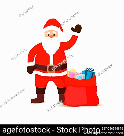 Vector cartoon Santa Claus with a white beard and gift sack, Stock Vector,  Vector And Low Budget Royalty Free Image. Pic. ESY-056594876 | agefotostock