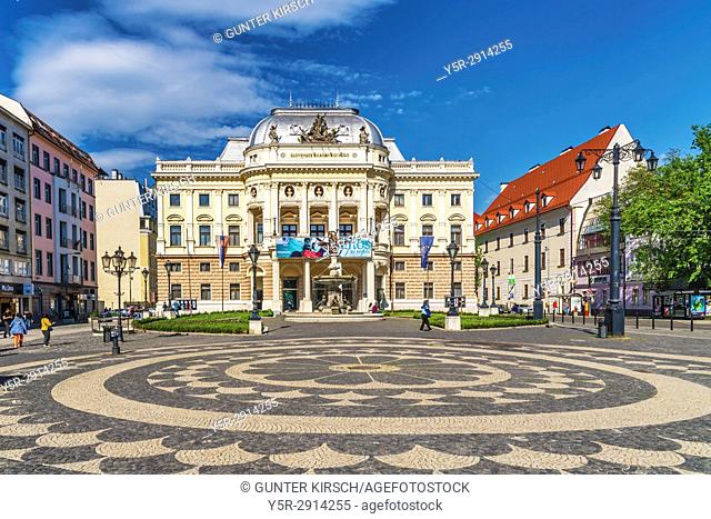 The building of the old National Theater was built 1886 in the style of the Neo-Renaissance. It is located in the old town of Bratislava, Slovakia, Europe