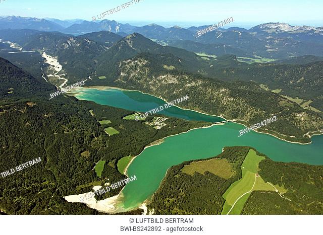 Sylvensteinspeicher, storage lake, Benediktinerwand on the right side, Germany, Bavaria