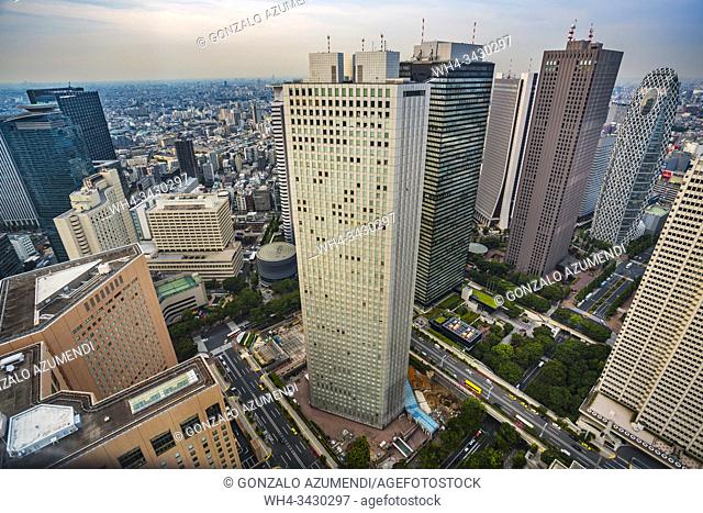 View from Tokyo Metropolitan Government Building or Tocho. Shinjuku district, Tokyo, Japan, Asia