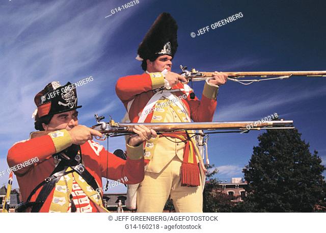 British grenadier and light infantry. Bunker Hill Monument. Charlestown. Boston. MA. USA